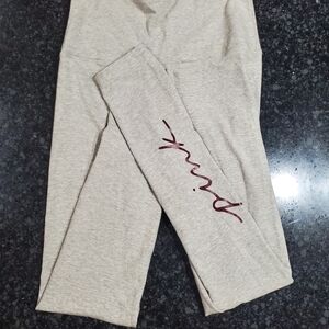 Victoria Secret Pink | Grey Leggings with Maroon "PINK" | Size Small